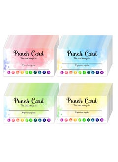 200 Pieces Punch Cards Incentive Student Reward Card Student Awards Loyalty Cards for Business Classroom Kids Behavior Students Teachers 3.5  2 Inch 4 Styles