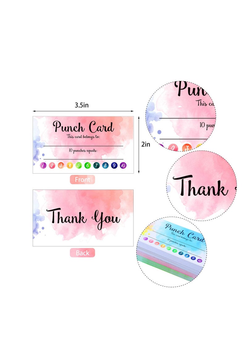 SYOSI - 200 Pieces Punch Cards Incentive Student Reward Card Student Awards Loyalty Cards for Business Classroom Kids Behavior Students Teachers 3.5  2 Inch 4 Styles - Image 1