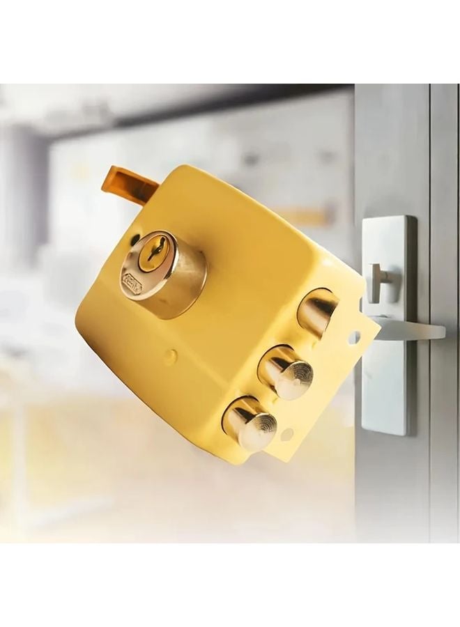 1 Piece High Safety Padlock Sturdy Three Lock Core Alloy Metal Brass Finish Mechanical No Batteries Required - Image 4