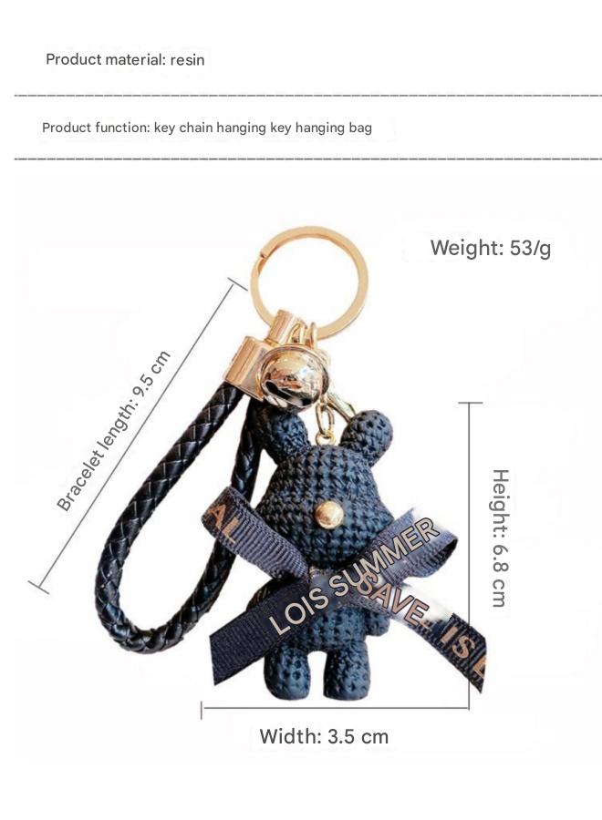 الكرتون الراتنج الصوف الدب دمية سيارة المفاتيح الراتنج الدب الوردي - Image 2