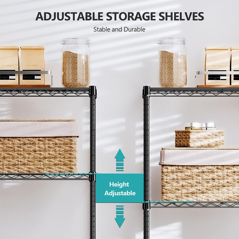 IZEUK 4-Tier Black Steel Storage Shelves, Heavy Duty Utility Wire Rack Organizer for Kitchen, Office, Home, 1000 lbs, 13.7" D x 23.6" W x 53.4" H - Image 4