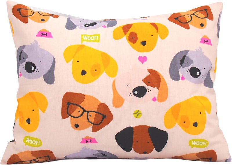 Comfy Turtles 13x18 Toddler Pillowcase Cotton - Kids Pillowcase Puppies, Pillow Cases for Travel Pillows, Toddler Pillow Protector - Puppies with Glasses - Image 1