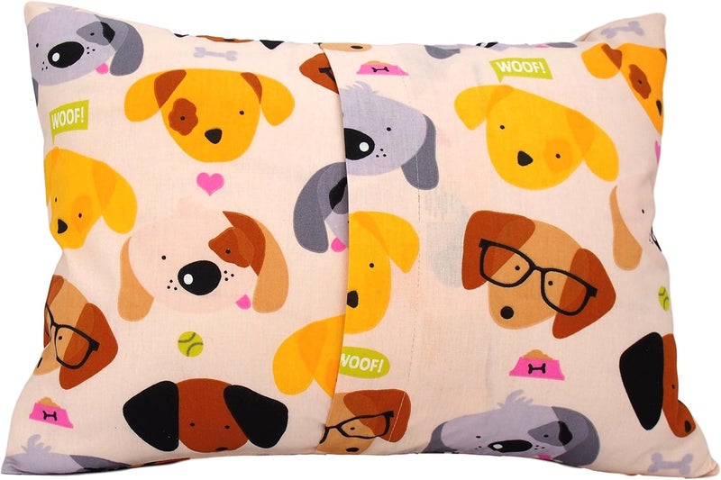 Comfy Turtles 13x18 Toddler Pillowcase Cotton - Kids Pillowcase Puppies, Pillow Cases for Travel Pillows, Toddler Pillow Protector - Puppies with Glasses - Image 2