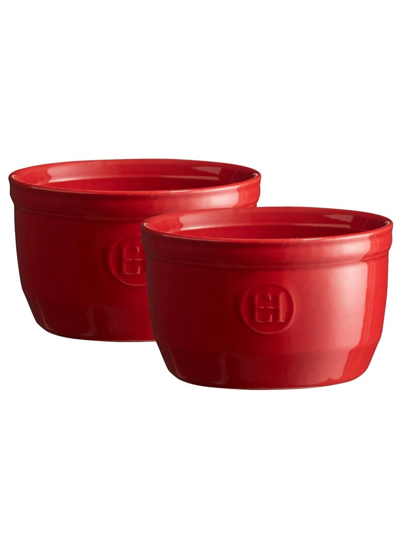 Emile Henry Set 2 X Ramekin Dish No 10 10.10 Burgundy - Image 1