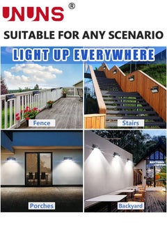 UNUNS LED Home Lighting Uplights,Solar Lights Outdoor,3 Modes Motion Sensor Security Garden Lights,IP65 Waterproof Porch Lamps,Wireless Solar Wall Lights For Front Door/Yard/Garage/Patio/Deck  - Image 2