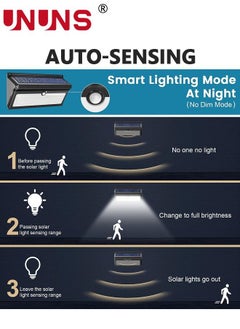 UNUNS LED Home Lighting Uplights,Solar Lights Outdoor,3 Modes Motion Sensor Security Garden Lights,IP65 Waterproof Porch Lamps,Wireless Solar Wall Lights For Front Door/Yard/Garage/Patio/Deck  - Image 4