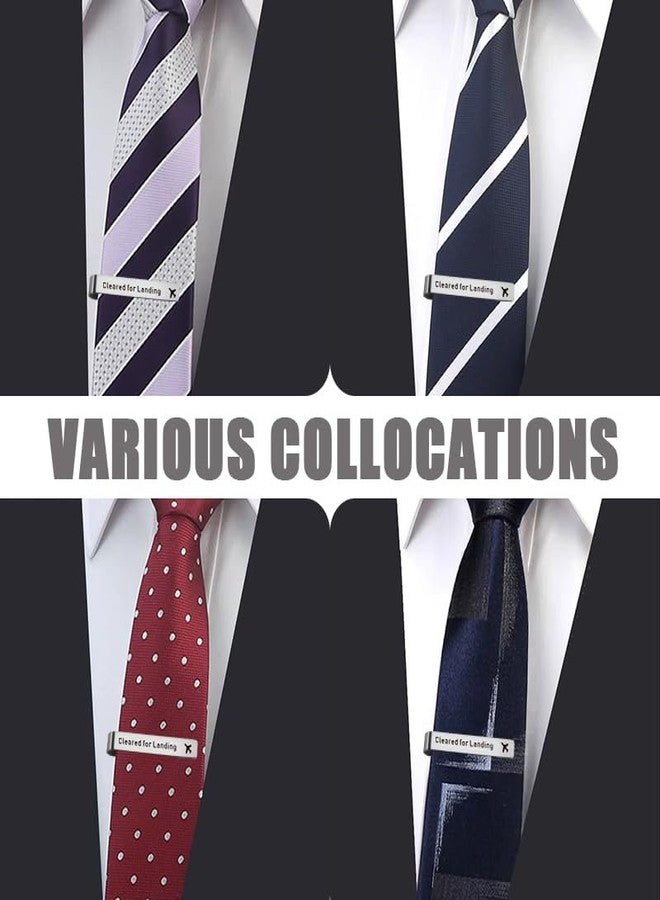 Yreamont Pilot Retirement Gifts for Men Dad Uncle Husband Airplane Accessories for Retired Pilots Father Day Gifts for Husband Dad Grandpa Pilot Gift for Dad Husband Cleared for Landing Tie Clip Silver - Image 2