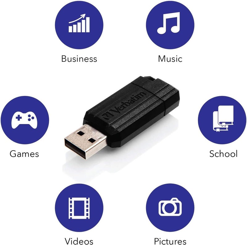 VERBATIM General need oriented design 8GB Pinstripe USB Flash Drive - Black Wear resistant - Image 4