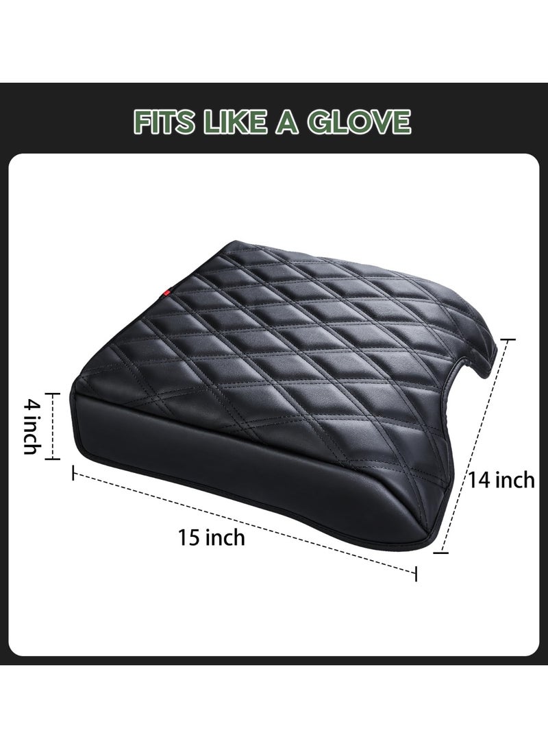 NOSKIN Center Console Armrest Cover for Ford F150 (2015-2020), F250 F350 F450 (2017-2022), Expedition (2018-2024) - PU Leather, Anti-Scratch Protector, Black - Image 2