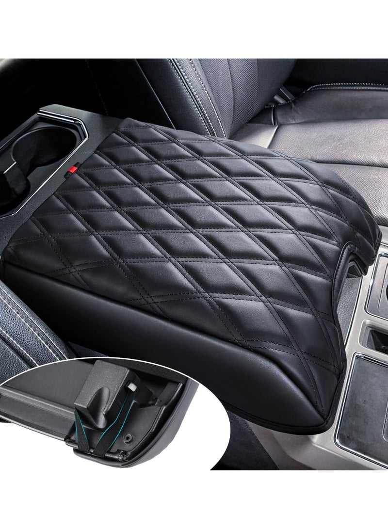 NOSKIN Center Console Armrest Cover for Ford F150 (2015-2020), F250 F350 F450 (2017-2022), Expedition (2018-2024) - PU Leather, Anti-Scratch Protector, Black - Image 1