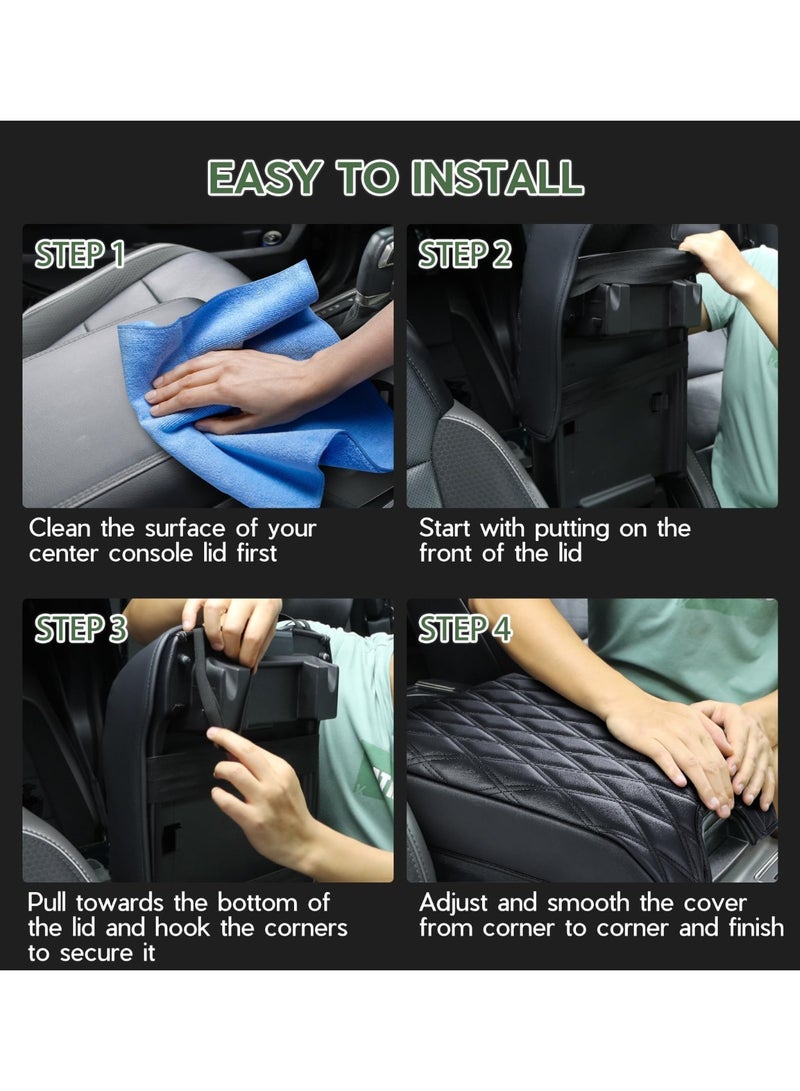 NOSKIN Center Console Armrest Cover for Ford F150 (2015-2020), F250 F350 F450 (2017-2022), Expedition (2018-2024) - PU Leather, Anti-Scratch Protector, Black - Image 5