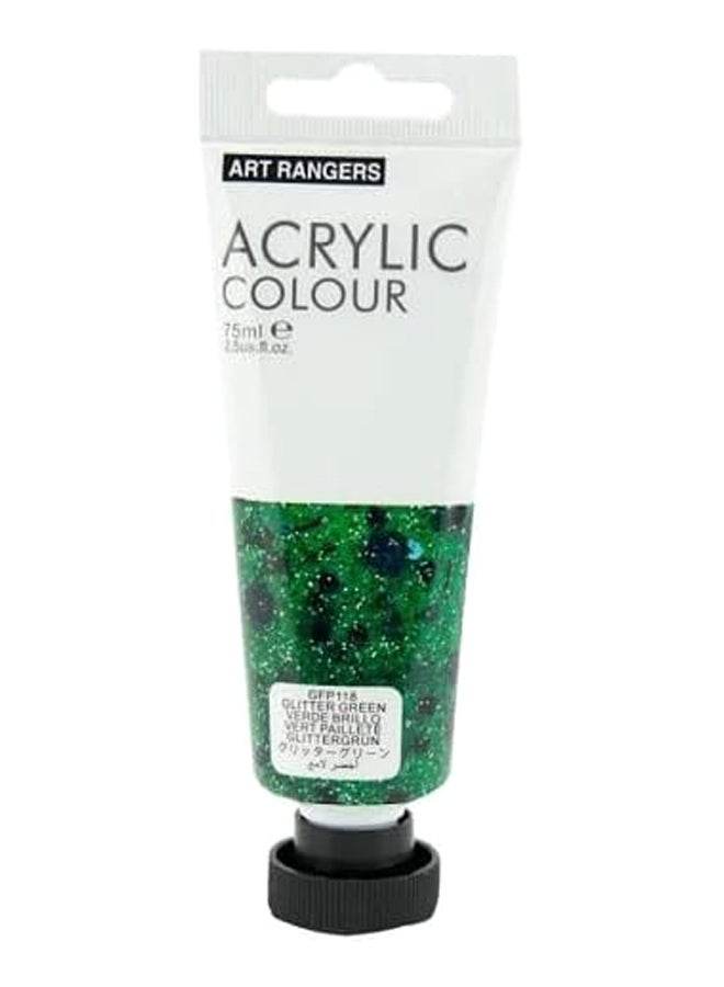 ART RANGERS Acrylic Colour – Glitter Green 75ml | High-Quality Metallic Paint for Art & Craft - GFP118