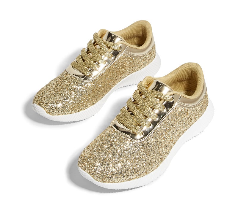 BELOS Women's Glitter Shoes Sparkly Lightweight Metallic Sequins Tennis Shoes(8.5B(M) US, Gold) - Image 1