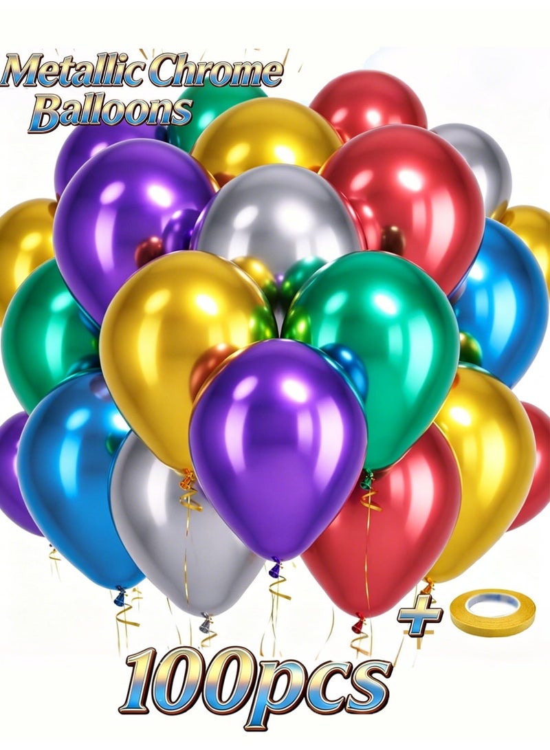 Bincoo 100 Pcs Latex Decorative Chrome Metallic Balloon, Arch Garland  Decorative, with Gold Ribbon, Perfect for Graduation Baby Shower Wedding Birthday Bachelorette Party (12inch) - Image 1