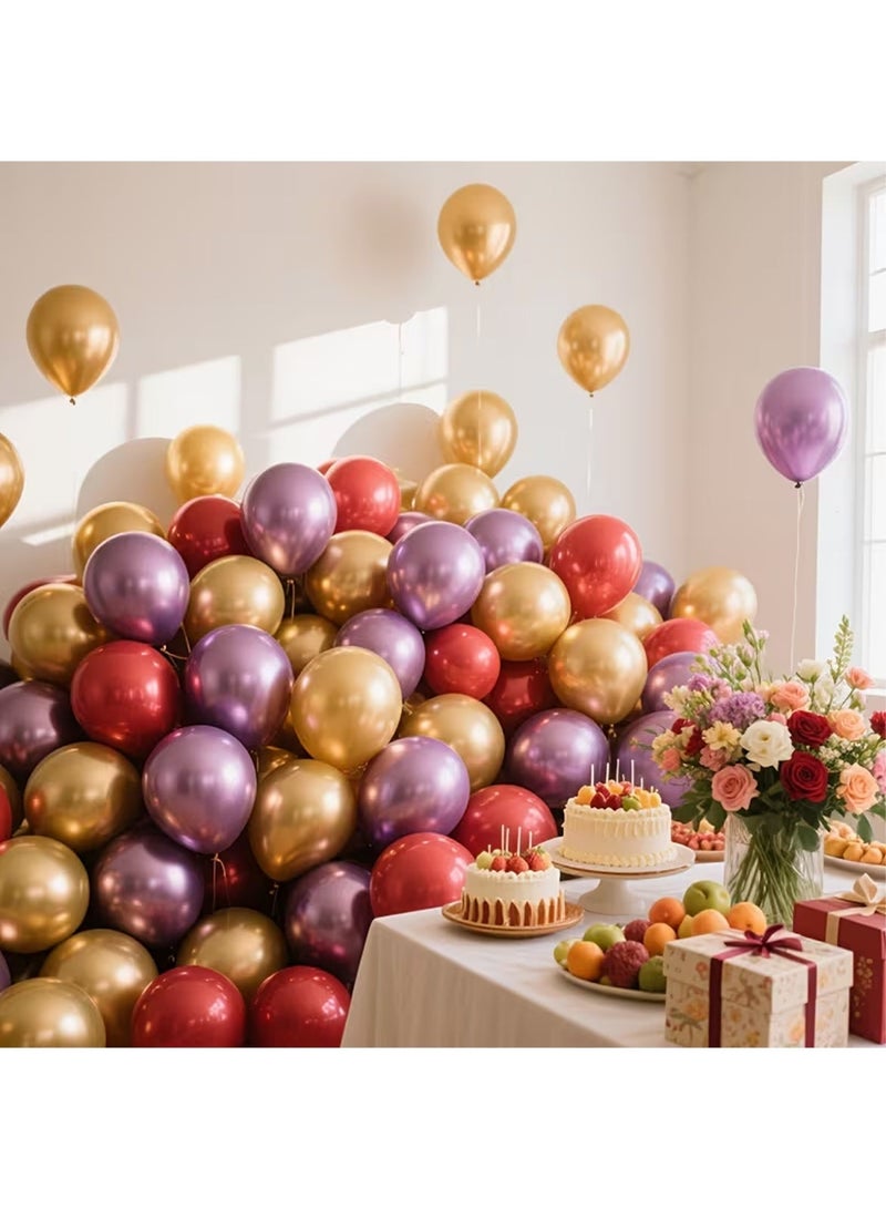 Bincoo 100 Pcs Latex Decorative Chrome Metallic Balloon, Arch Garland  Decorative, with Gold Ribbon, Perfect for Graduation Baby Shower Wedding Birthday Bachelorette Party (12inch) - Image 3