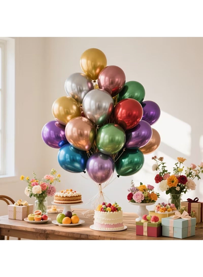 Bincoo 100 Pcs Latex Decorative Chrome Metallic Balloon, Arch Garland  Decorative, with Gold Ribbon, Perfect for Graduation Baby Shower Wedding Birthday Bachelorette Party (12inch) - Image 5