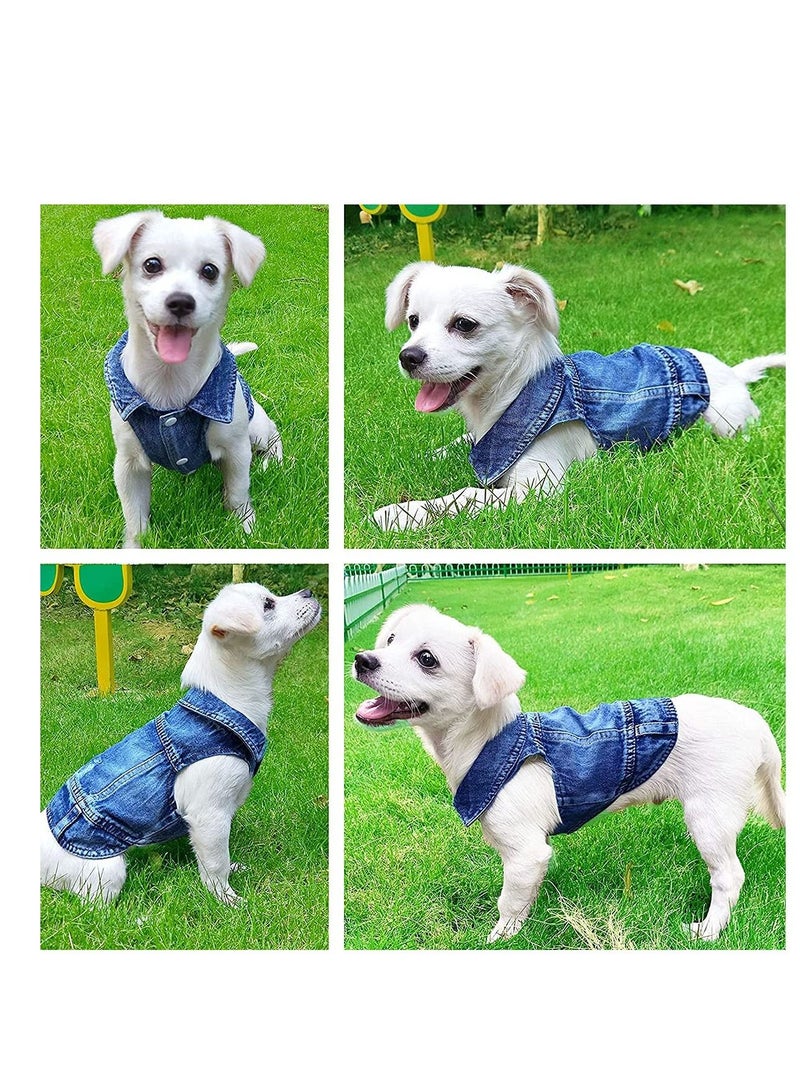 SYOSI Dog Jean Jacket, Pet Clothes Blue Denim Shirt Classic Lapel Vest Coat Costume Puppy T-Shirt, Comfort Tank Top Shirts Cool Apparel Small Medium Dogs Boy Girl, Cat Outfits Washable - Image 2