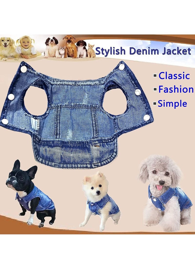 SYOSI Dog Jean Jacket, Pet Clothes Blue Denim Shirt Classic Lapel Vest Coat Costume Puppy T-Shirt, Comfort Tank Top Shirts Cool Apparel Small Medium Dogs Boy Girl, Cat Outfits Washable - Image 5