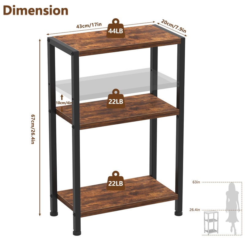 Heybly Small Narrow Side Table for Small Space, Thin Bedside Table, Skinny End Table, Slim Sofa Table, 26.4" Tall Nightstand, Couch Table for Living Room, Bedroom, Balcony, Rustic Brown, HET006SR1 - Image 5
