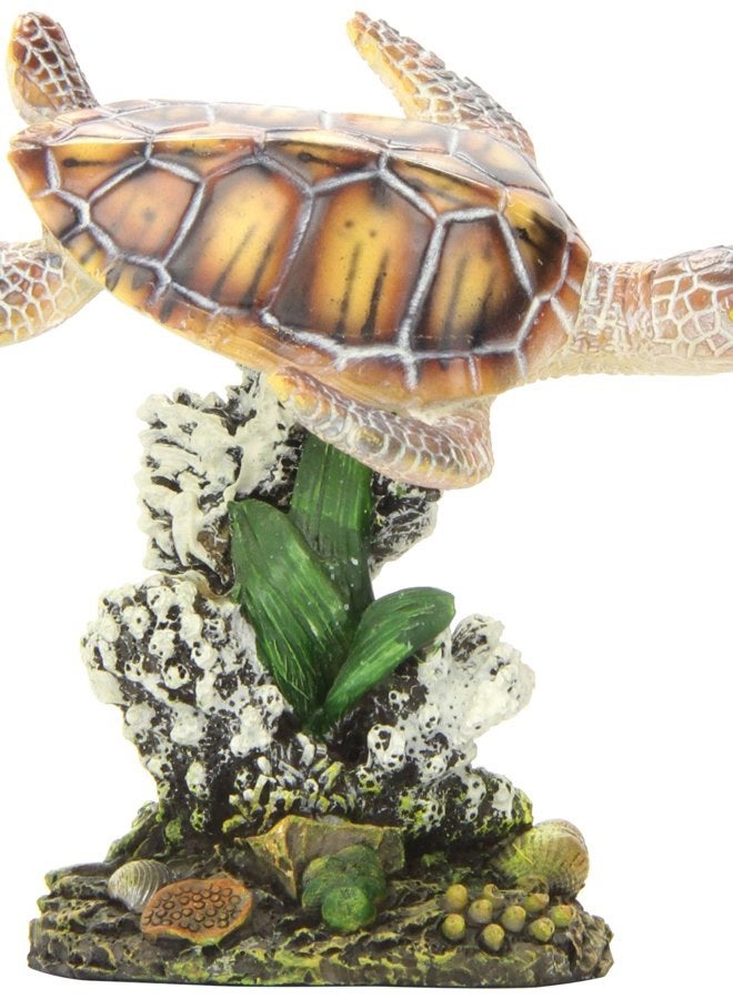 Penn Plax (RR1104) Swimming Sea Turtle Aquarium Decoration, Small