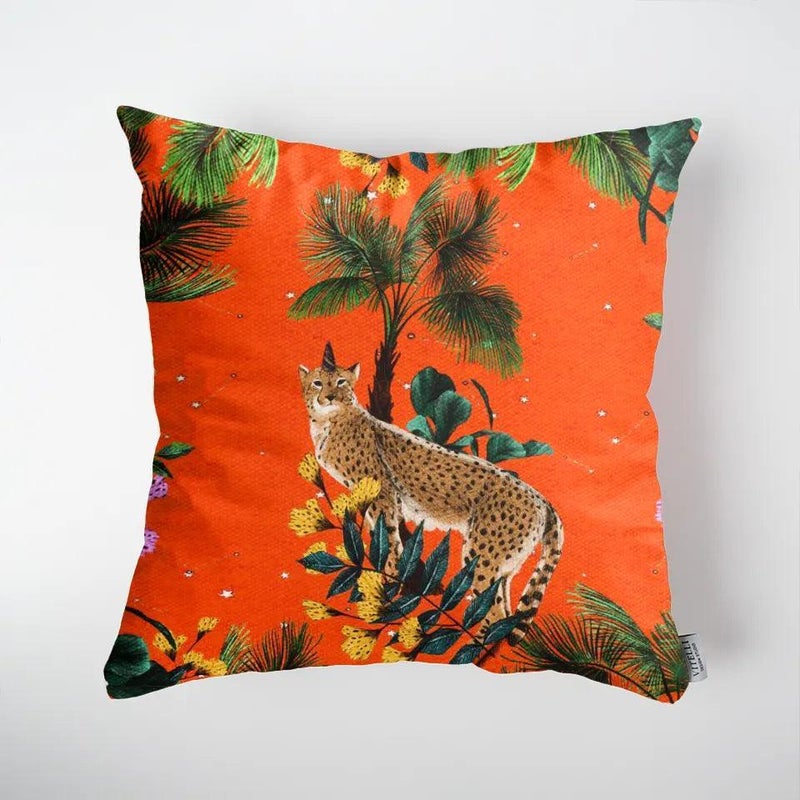 VITELLI DESIGN STUDIO Wonderland Orange Leopard 2 Throw Pillow Case - Image 1