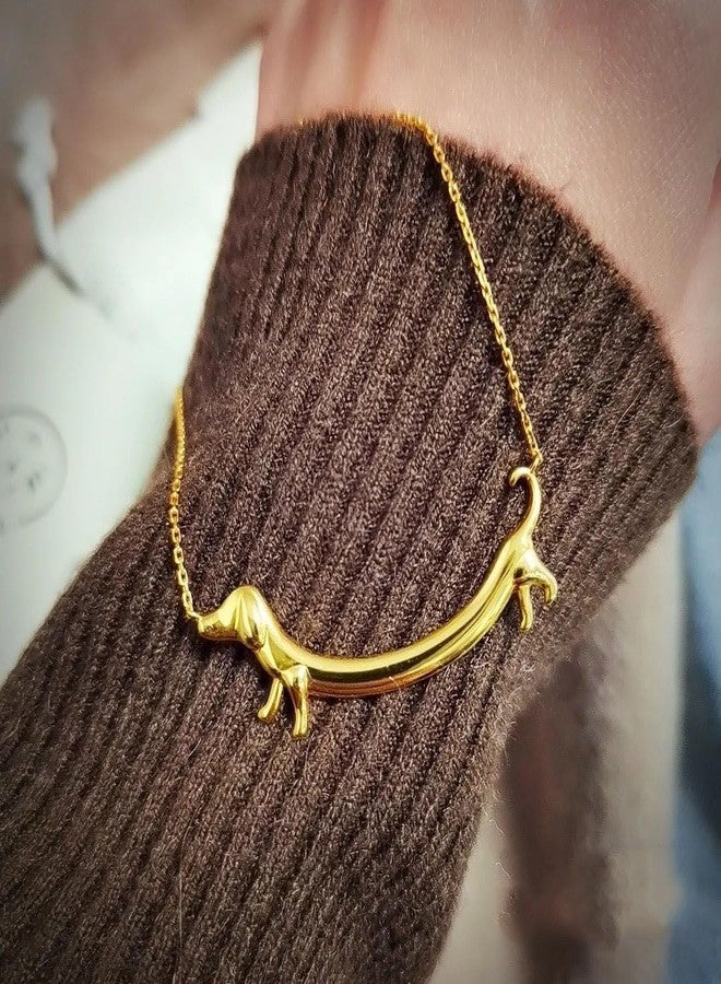 قلادة ماستايل® على شكل حيوان أليف سجق، سلسلة ترقوة إبداعية على شكل كلب داشهوند للنساء | ذهبي - Image 2