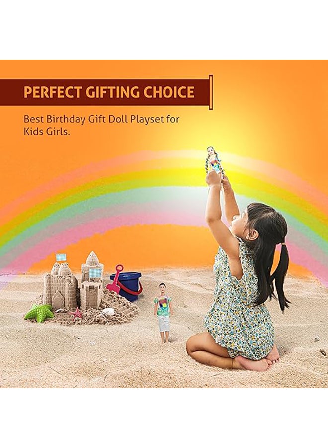 FUNFY Fancy Girl and Boy Beach Dolls | For Kids 3 Years and Above | This Couple Dolls with Multi Coloured Shirt and White Shorts, Fancy Hair & Footwear | Perfect for Gifting - Image 5