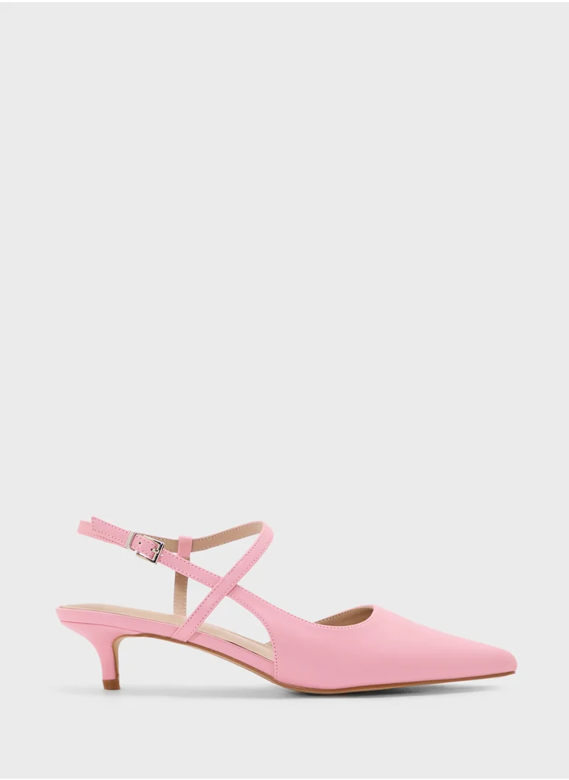 ELLA Pointy Toe Low Heel Strappy Pump