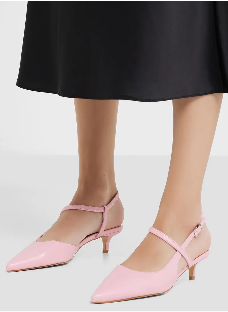 ELLA Pointy Toe Low Heel Strappy Pump