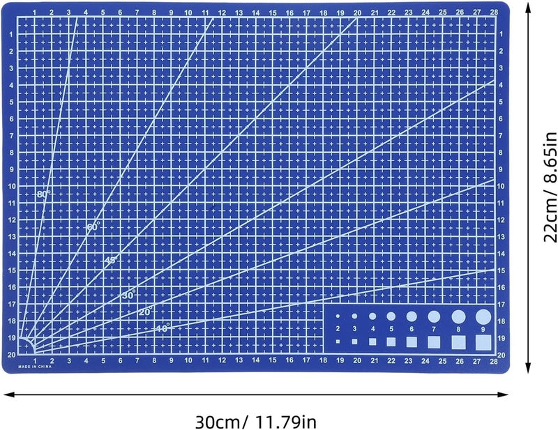 Healifty A4 Self-healing Double-sided Cutting Mat in Blue Tone 30×22cm for Sewing Quilting Crafting Hobbyists and Artists - Image 2