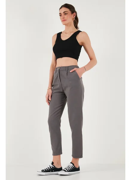ليلا Cotton Slim Fit Normal Waist Straight Leg Trousers Women's Pants 668Y5121