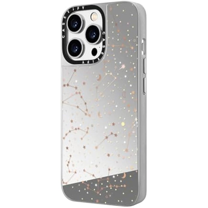 Casetify Mirror Case for iPhone 14 Pro Compatible with Magsafe - Space Pattern on Clear Background - Silver on Silver - Image 5