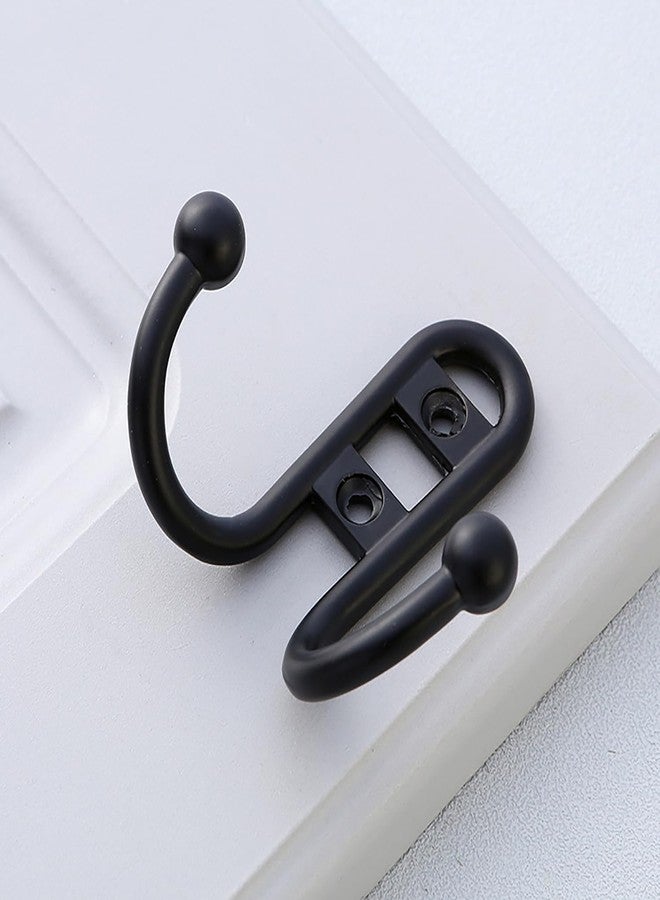 RLECS 2PCS Zinc Alloy Double Clothes Hook Wardrobe Clothing Hanger Length 69mm/2.71inch for Dual Claw Bathrobe Towels Wall Mounted (Black) - Image 3
