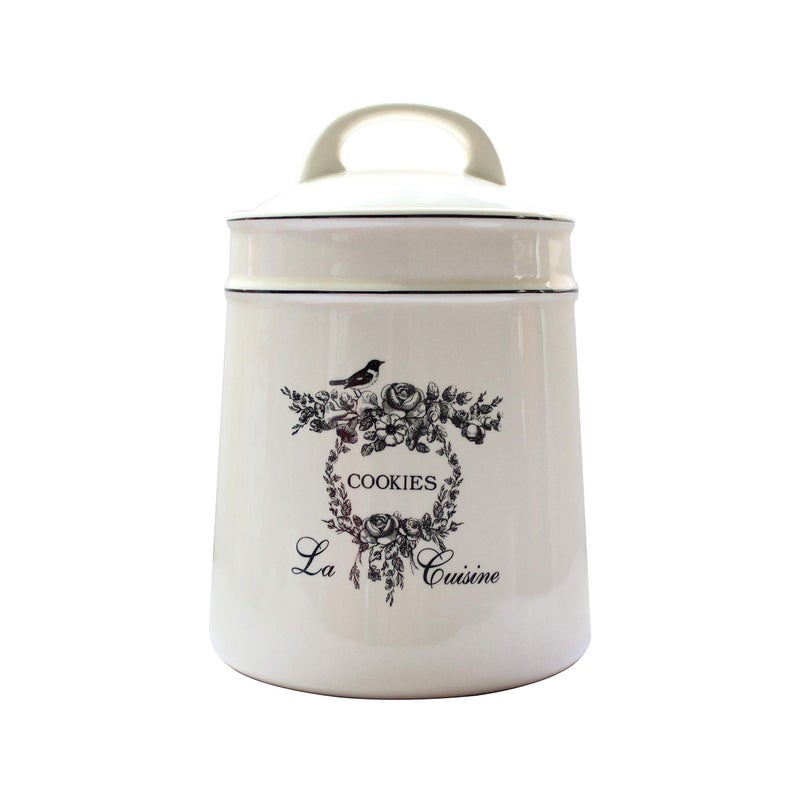 Lonovel Vintage Ceramic Cookies Jars,Retro Bird and Flower Design,Large Kitchen Organization Storage Canister with Airtight Lid,Seal Canister for Food Storage,Store Cookies,Biscuits,Dessert etc,Beige - Image 1