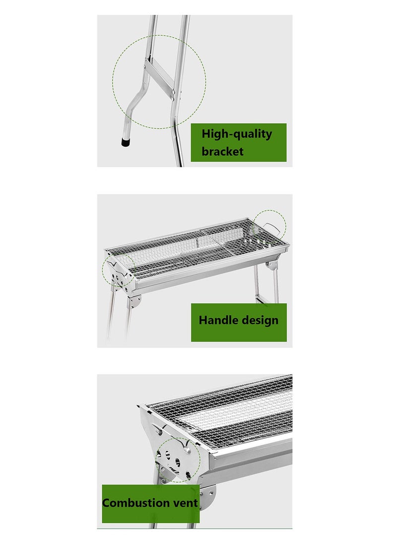 Arabest - Barbecue Grill, Foldable Stainless Steel Charcoal BBQ Grill Set for Outdoor Cooking Camping Picnic Outdoor Garden Party - Image 1