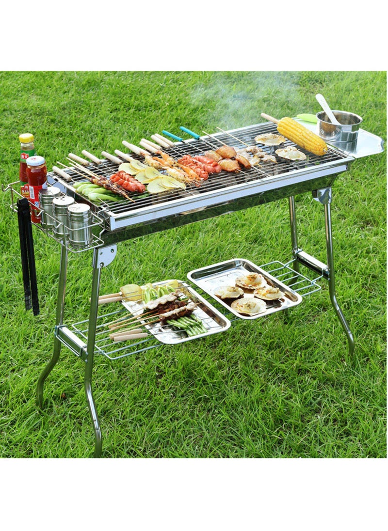Arabest - Barbecue Grill, Foldable Stainless Steel Charcoal BBQ Grill Set for Outdoor Cooking Camping Picnic Outdoor Garden Party - Image 1