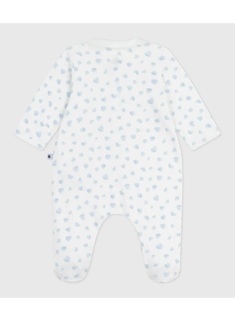 Petit Bateau Babies' heart-print cotton pyjama suit with a collar