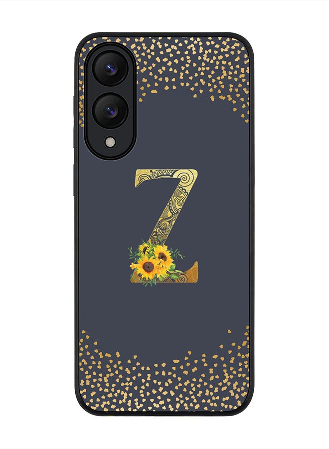Stylizedd For Samsung Galaxy S25 Edge Case,Slim fit Camera Protection, Shockproof Thin Phone cover  - Custom Floral Monogram - Z  (Grey )
