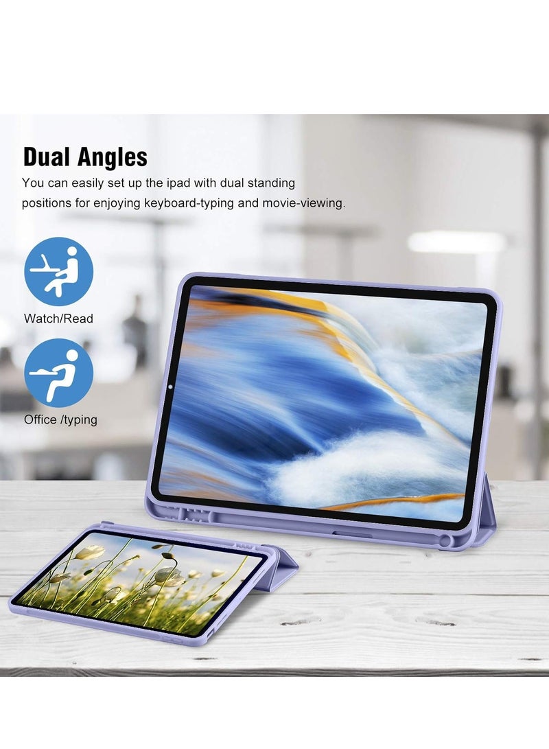 MUNTAQI Smart Trifold Stand Case for iPad 10th Generation (10.9 Inch, 2022) with Pencil Holder - Soft TPU Back, Auto Wake/Sleep - Blue Gray - Image 4