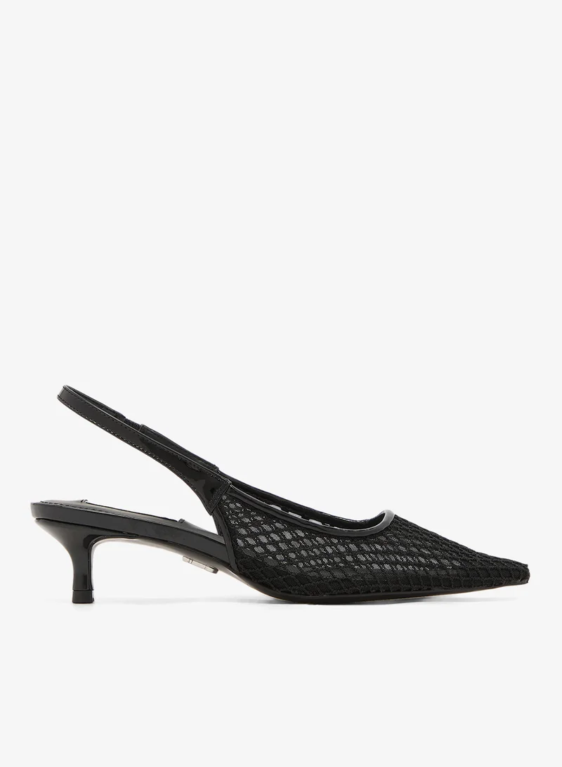 Karim Embellished Mesh Pointed Toe Kitten Heel Pumps
