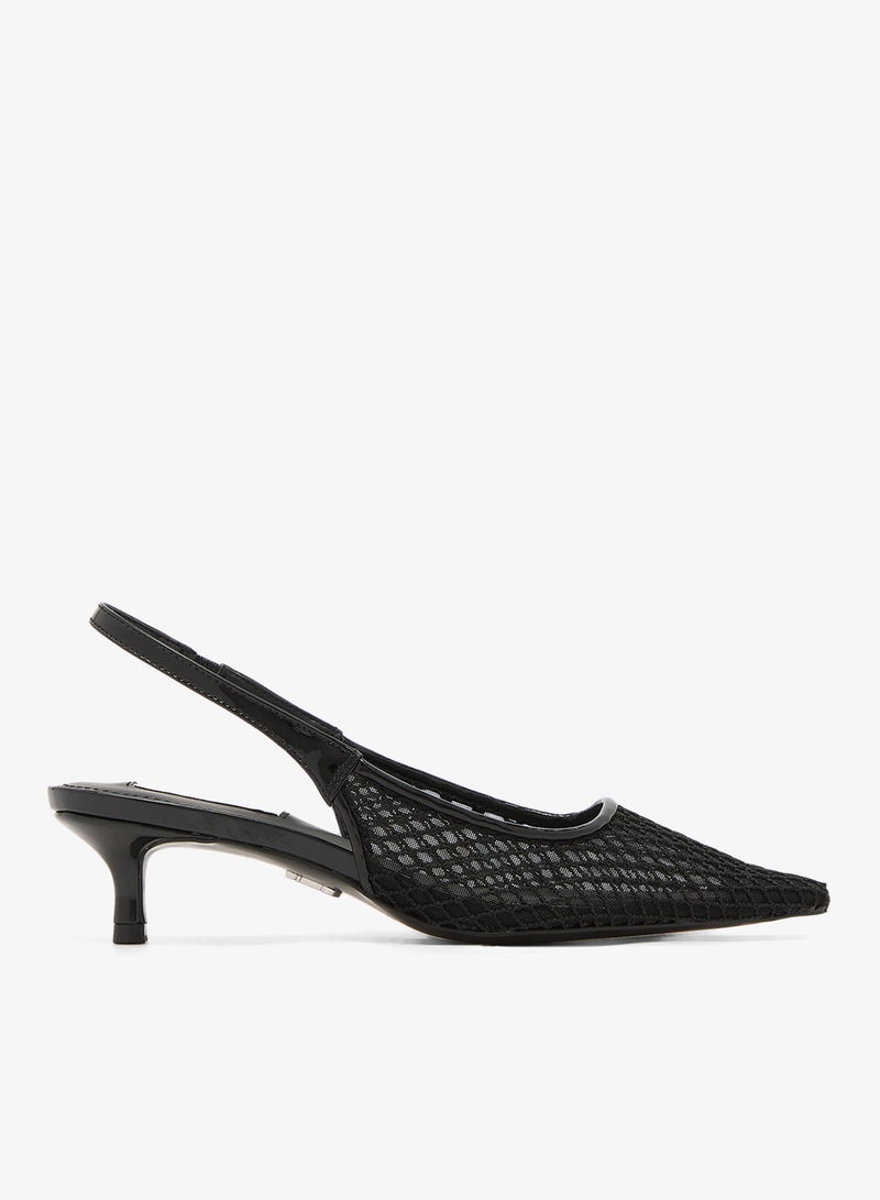 STEVE MADDEN Karim Embellished Mesh Pointed Toe Kitten Heel Pumps - Image 1