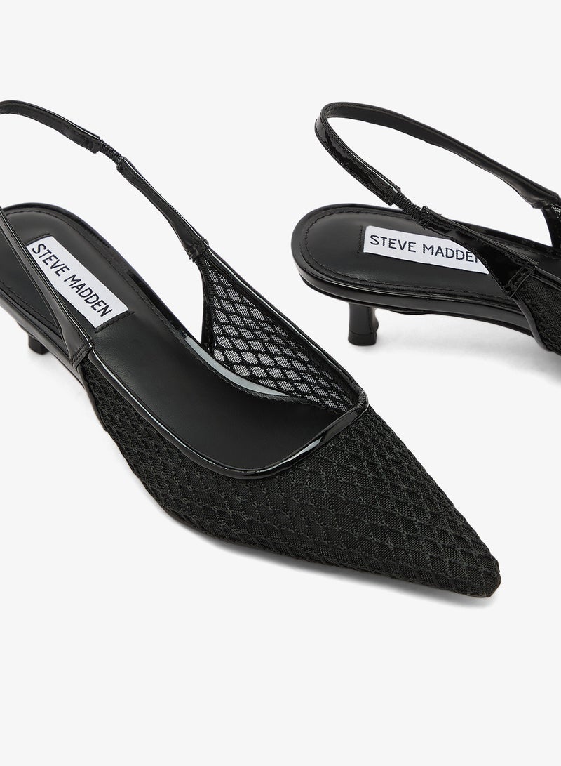 STEVE MADDEN Karim Embellished Mesh Pointed Toe Kitten Heel Pumps - Image 4