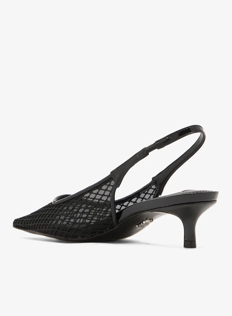 Steve Madden BLACK MULTICOLOR Karim Embellished Mesh Pointed Toe Kitten Heel Pumps for Women | Best Price UAE