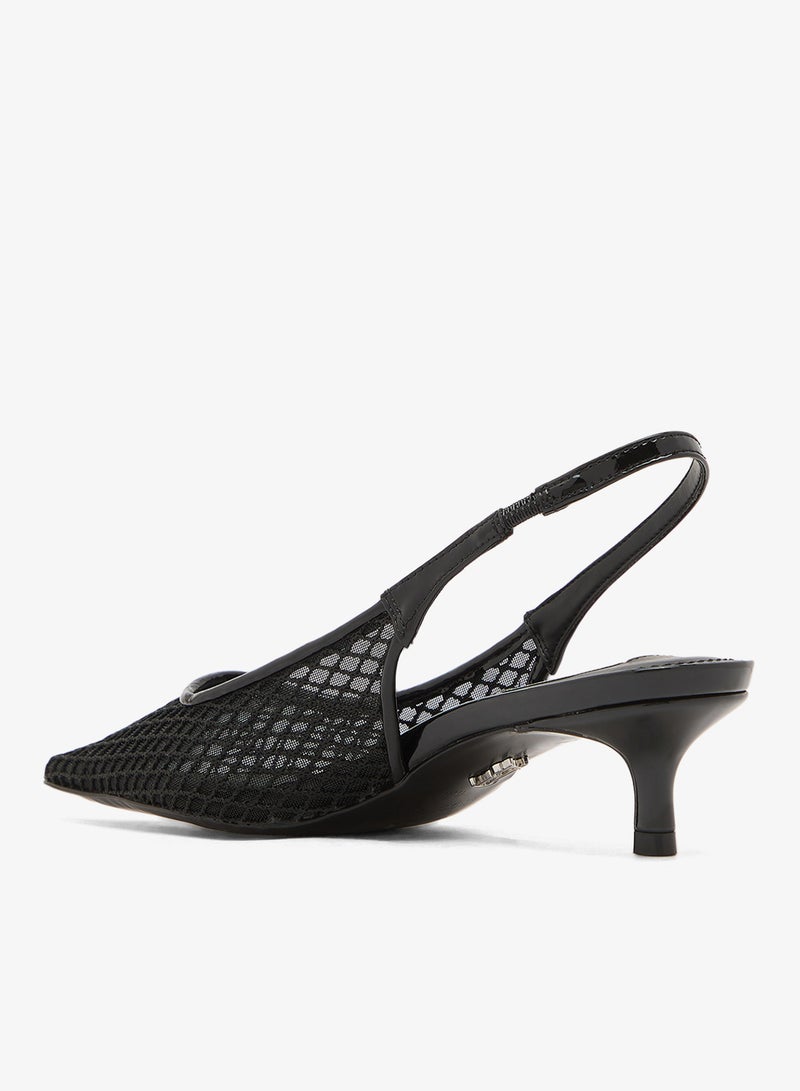 STEVE MADDEN Karim Embellished Mesh Pointed Toe Kitten Heel Pumps - Image 3