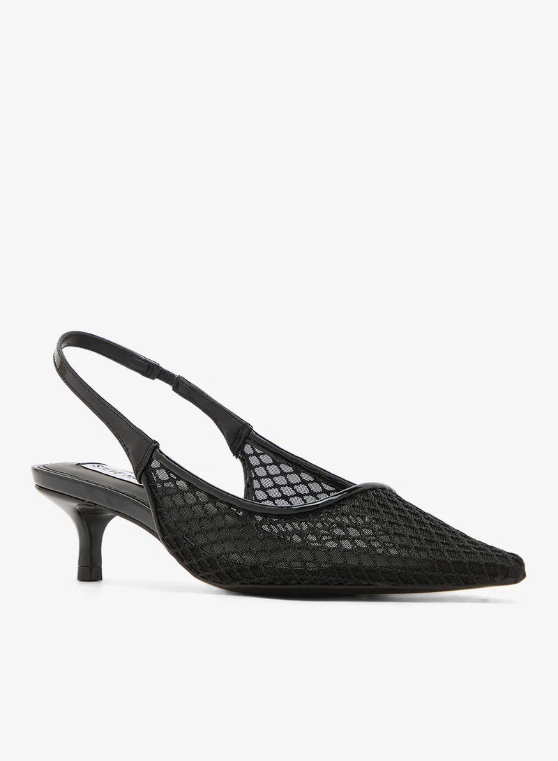 Steve Madden BLACK MULTICOLOR Karim Embellished Mesh Pointed Toe Kitten Heel Pumps for Women | Best Price UAE