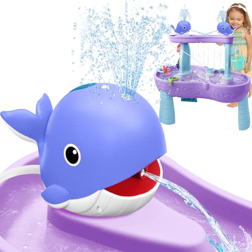 Infowush Water Table Pump Whale Rechargeable Water Pump for Water Table with Sprinkler 35 Hours NonStop Fun Summer Outdoor Water Toys Outside Water Play Table Accessories for Kids Toddlers Purple - Image 1