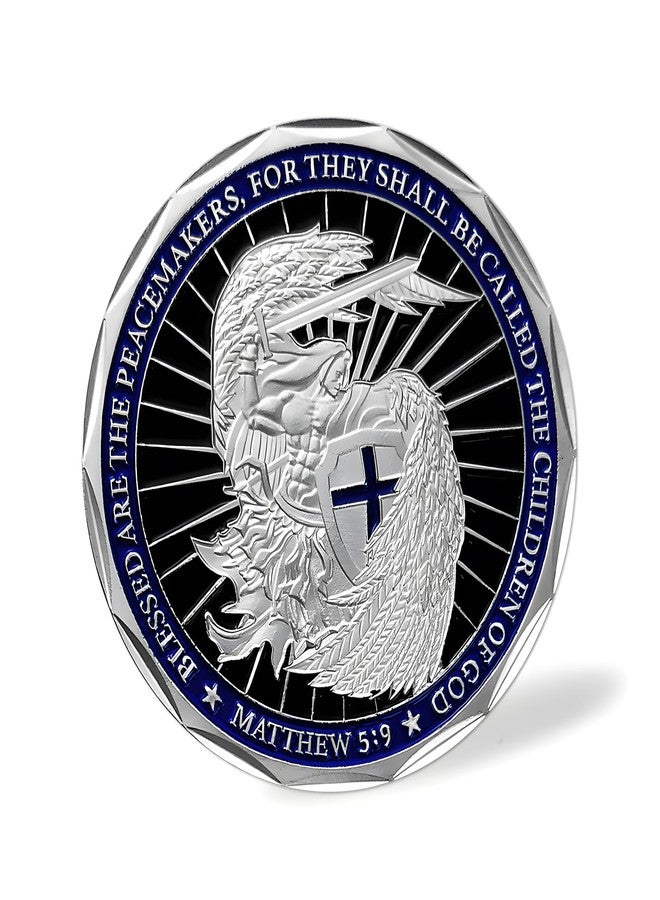 ASmileIndeep St Michael Police Challenge Coin, Saint Michael Police Officers Prayer Coin Thin Blue Line Law Enforcement Challenge Coins Thank You Coin Collectible Gift - Image 3