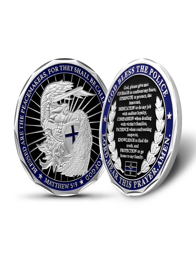 ASmileIndeep St Michael Police Challenge Coin, Saint Michael Police Officers Prayer Coin Thin Blue Line Law Enforcement Challenge Coins Thank You Coin Collectible Gift - Image 1