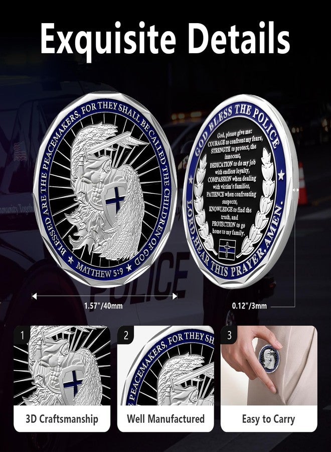 ASmileIndeep St Michael Police Challenge Coin, Saint Michael Police Officers Prayer Coin Thin Blue Line Law Enforcement Challenge Coins Thank You Coin Collectible Gift - Image 5
