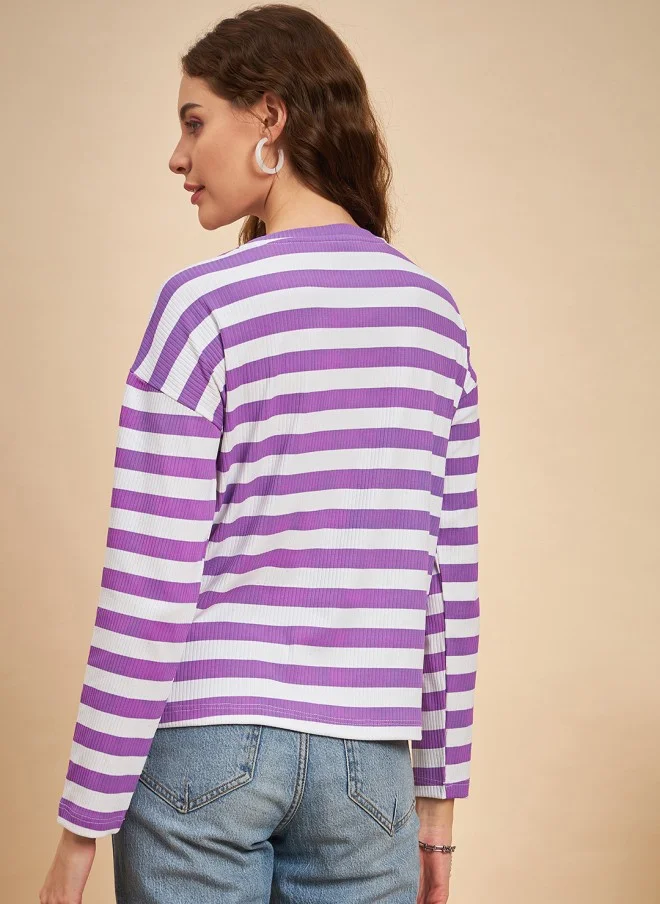 MINT STREET Striped Pullover Sweatshirt for Women